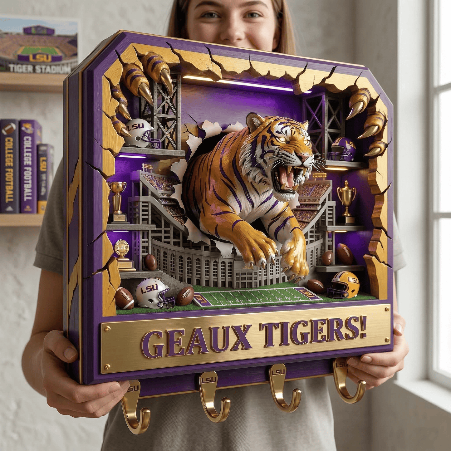LSU WALL-MOUNTED KEY HOLDER LNTH