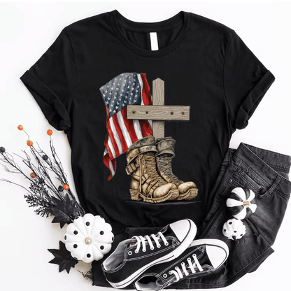 PREMIUM AMERICAN FLAG BOOTS T-SHIRT NDM