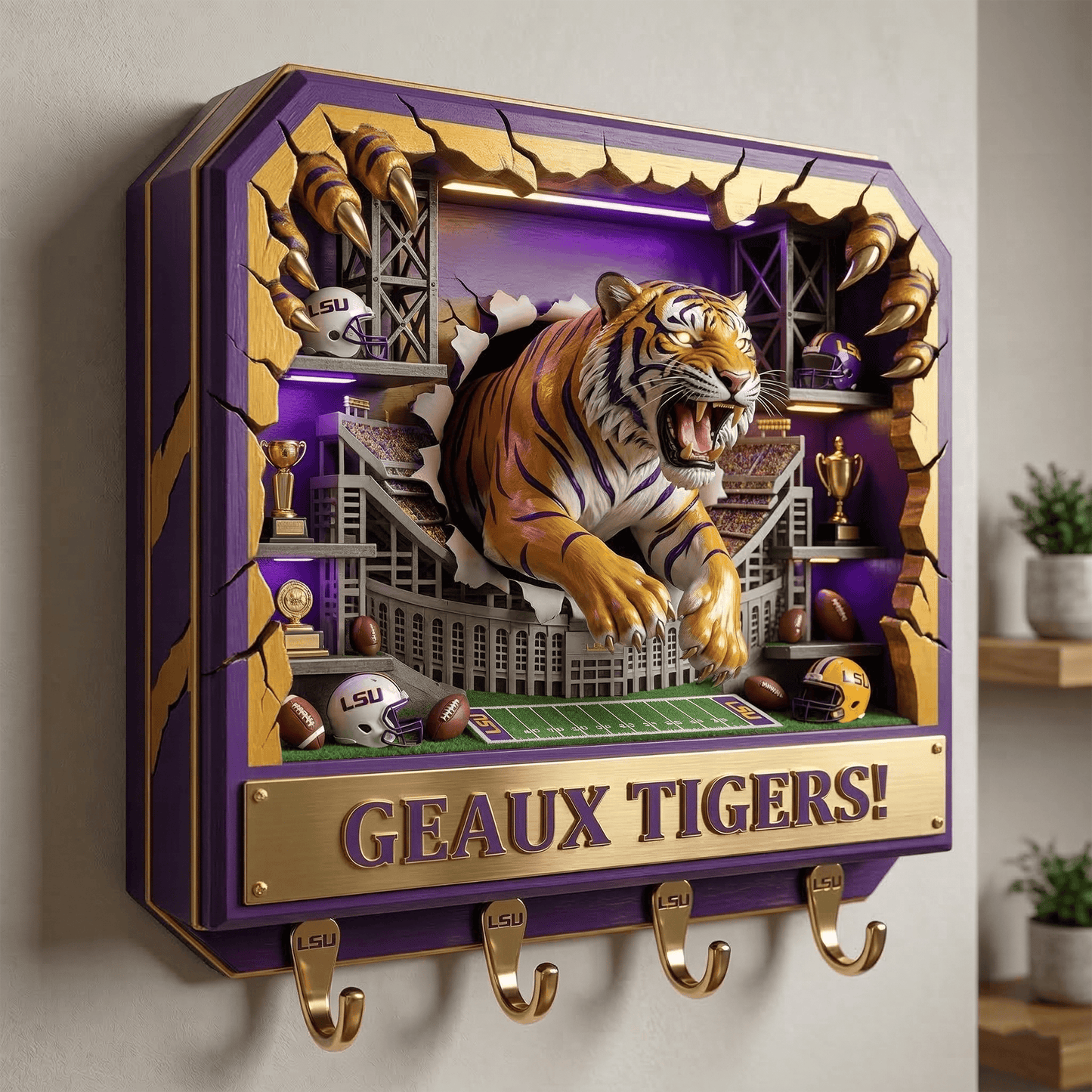 LSU WALL-MOUNTED KEY HOLDER LNTH