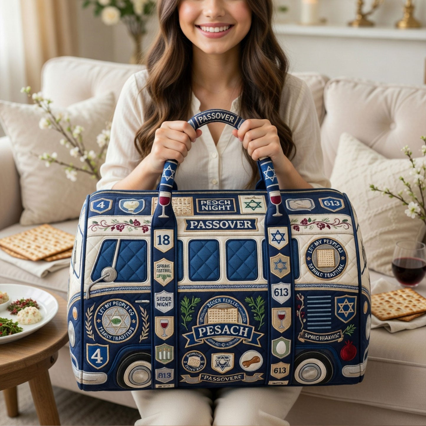 Happy Passover Premium Quilted Duffle Bag TNSM