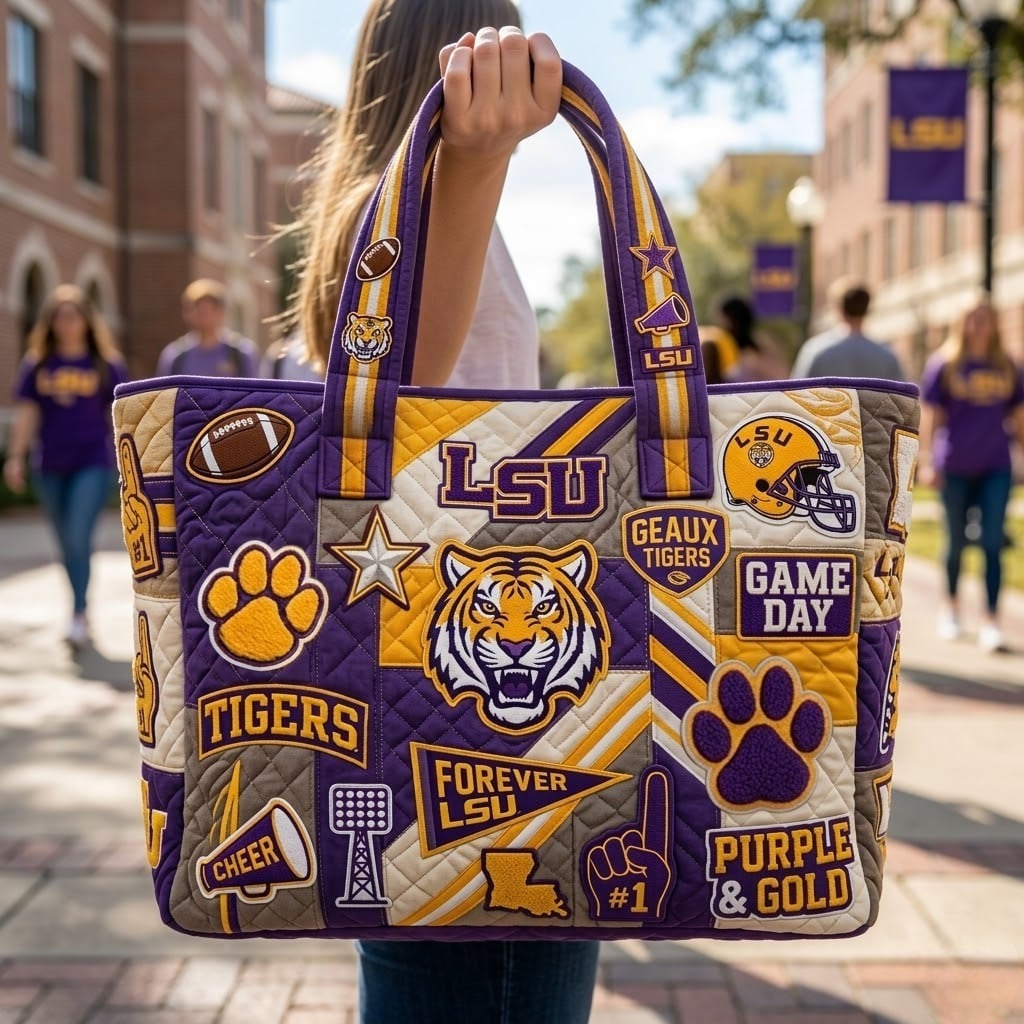 LSU QUILTED TOTE BAG PDL