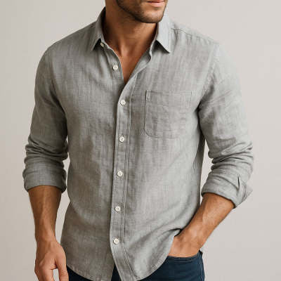 Plain cotton and linen shirts